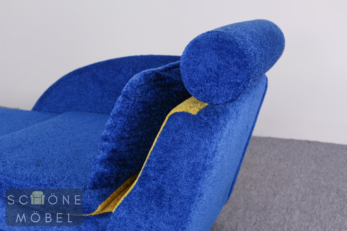 Designer Relaxliege Schlafsessel Blau Gelb Daybed Vintage Postmodern 80er