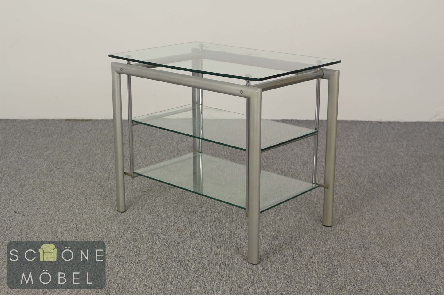 Industrial Style Beistelltisch Modern  Glas Tisch Hifi Table Chrom / Glas