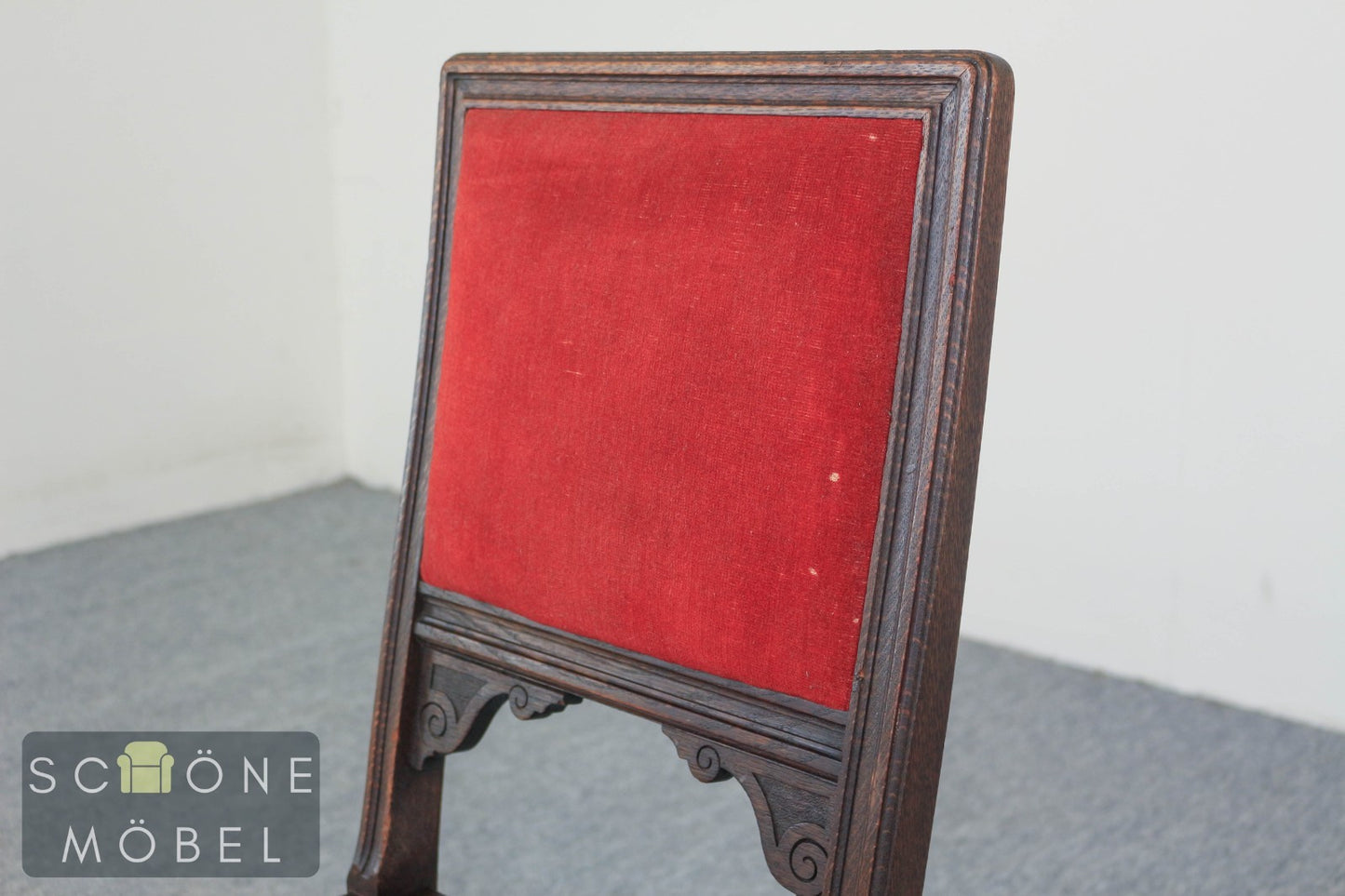Antiker Holzstuhl Polsterstuhl Akzentstuhl Holzstuhl Samt Rot Vintage