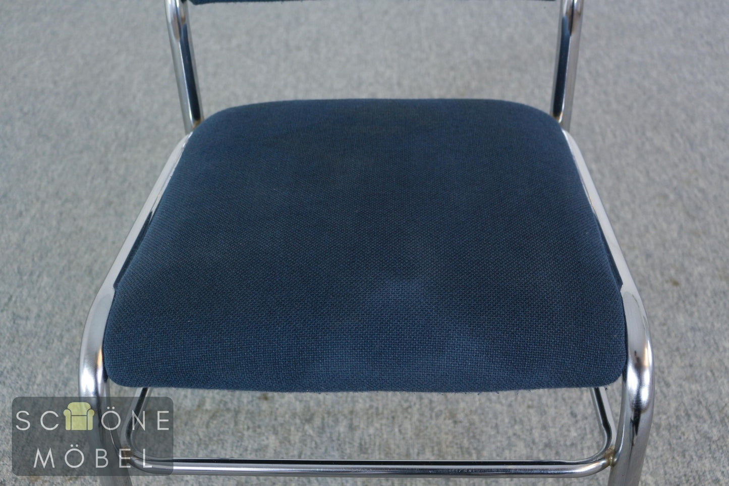 2er Set Design Stuhl Chrom Blau Polsterstuhl Set modern Stapelstuhl Vintage