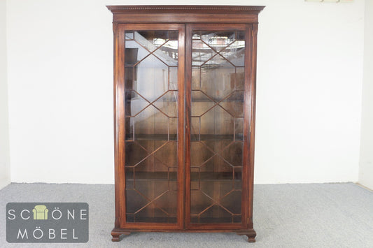 Antik  Stil Vitrinenschrank mit Bleiverglasung Intarsien – Massivholz, klassisch