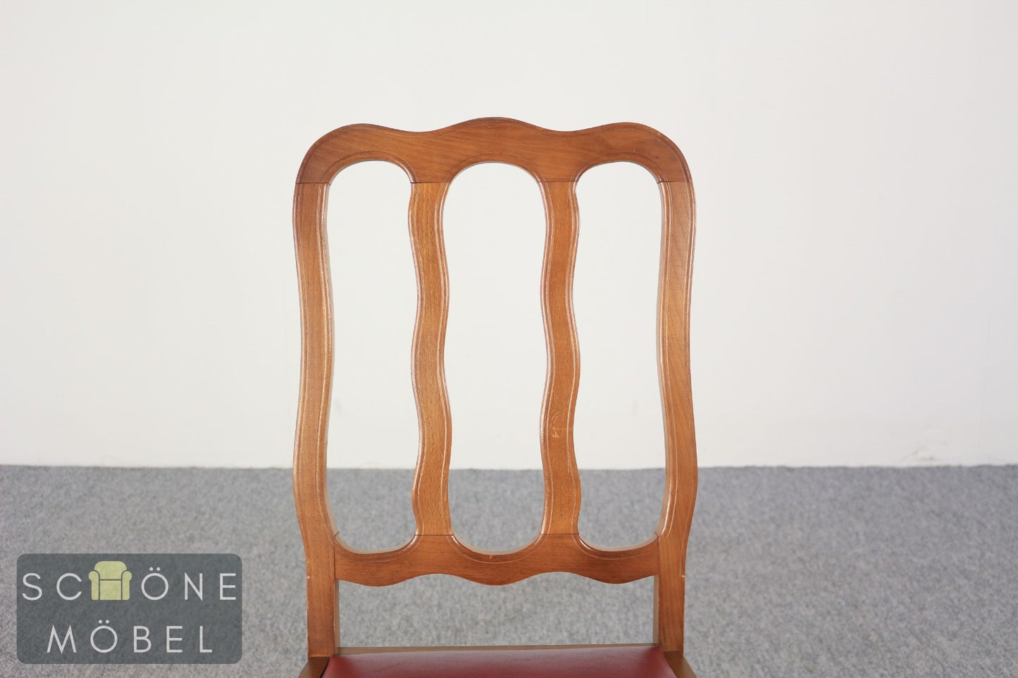 2er Set Vintage Holzstühle Set Vintage Esszimmerstühle mit rotem Leder Holz