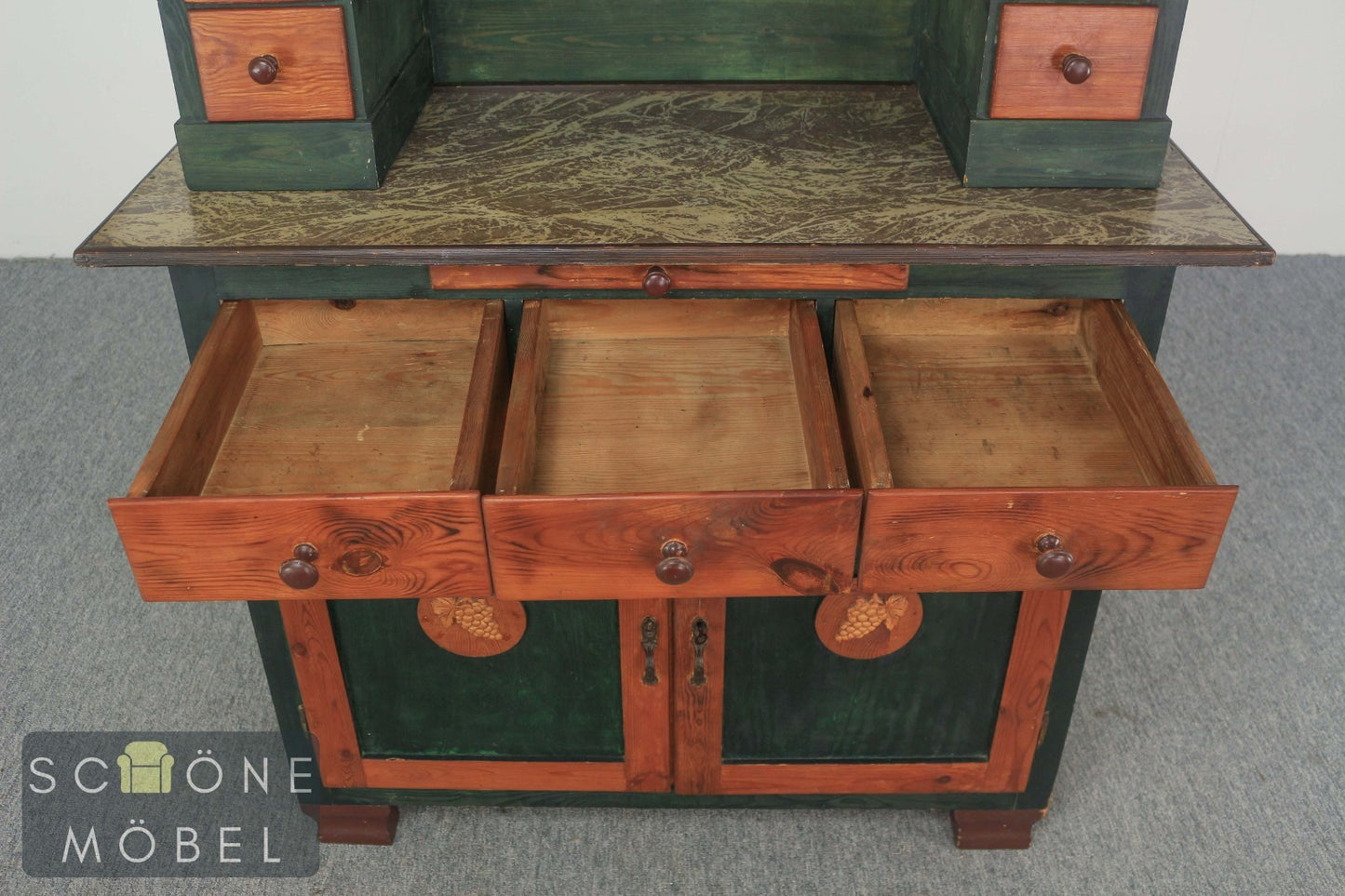 Schöner Antiker Küchenschrank Jugendstil Buffet  Landhaus Massivholz Bleiglas