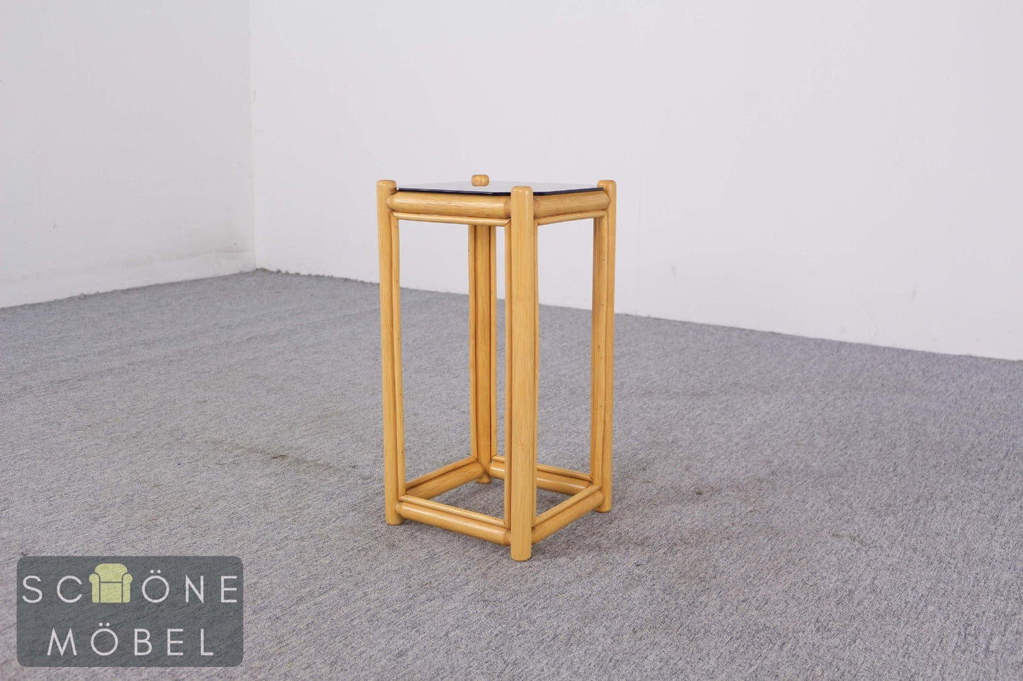 2er Set Blumensäule Rattan Blumenständer Beistelltisch Podest Bambus Vintage