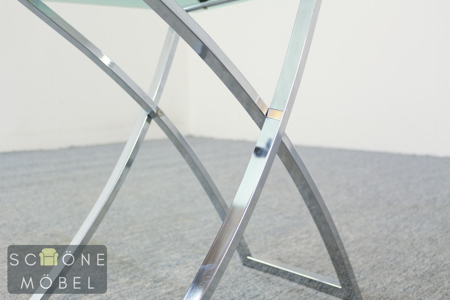 Design Beistelltisch Glas Metall Tisch modern minimalist Table Chrom  Glas