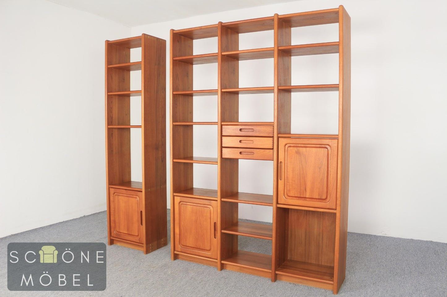 Retro Teak Regalsystem Danishes Design Regal Vintage Bücherschrank Bücherregal