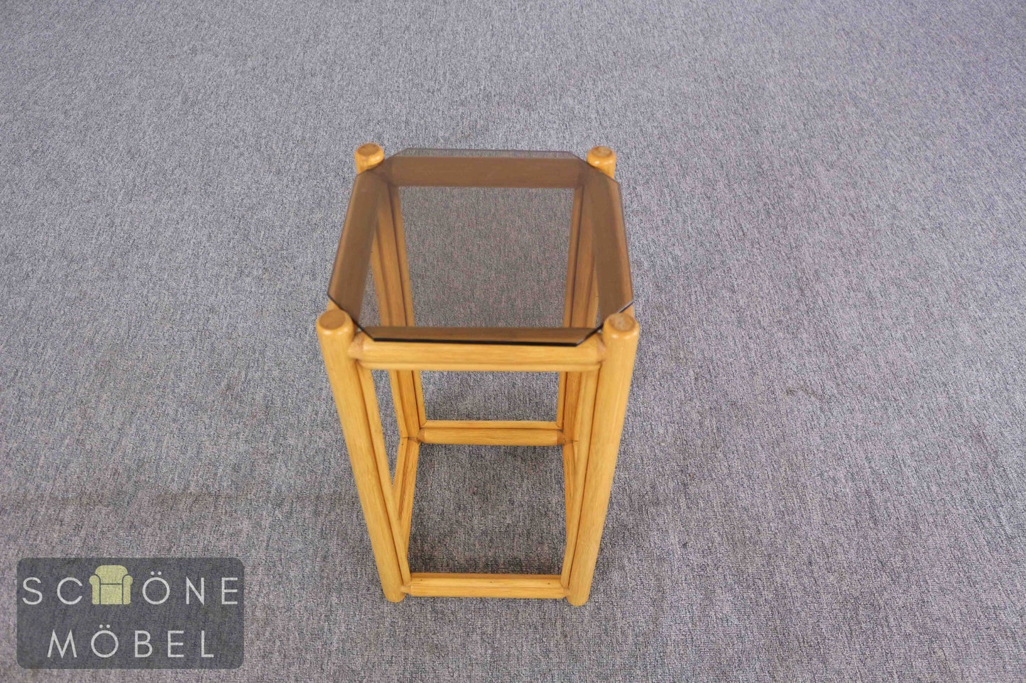2er Set Blumensäule Rattan Blumenständer Beistelltisch Podest Bambus Vintage