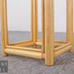 2er Set Blumensäule Rattan Blumenständer Beistelltisch Podest Bambus Vintage