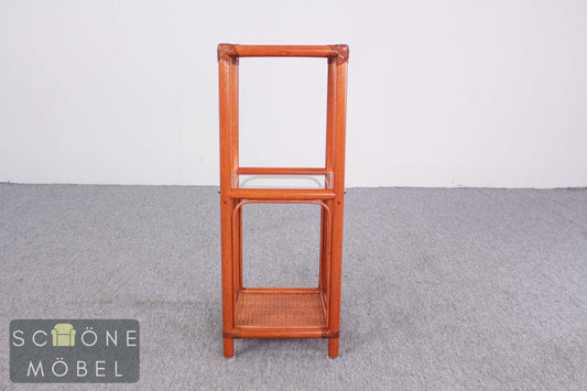 Rattan Blumenständer Pflanzenständer Regal Vintage Boho Bambus Design