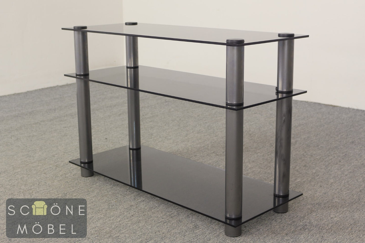 Modern TV HiFi Tisch Beistelltisch Phonotisch  Vintage Stil Tischchen Glas