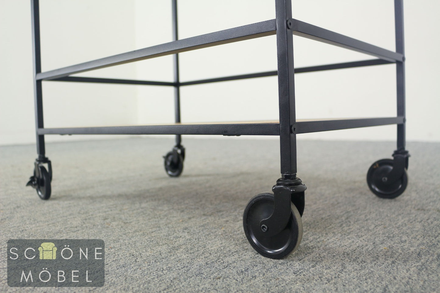 Moderner Servierwagen Metall & Holz – rollbar, Industrial Design, Beistellwagen