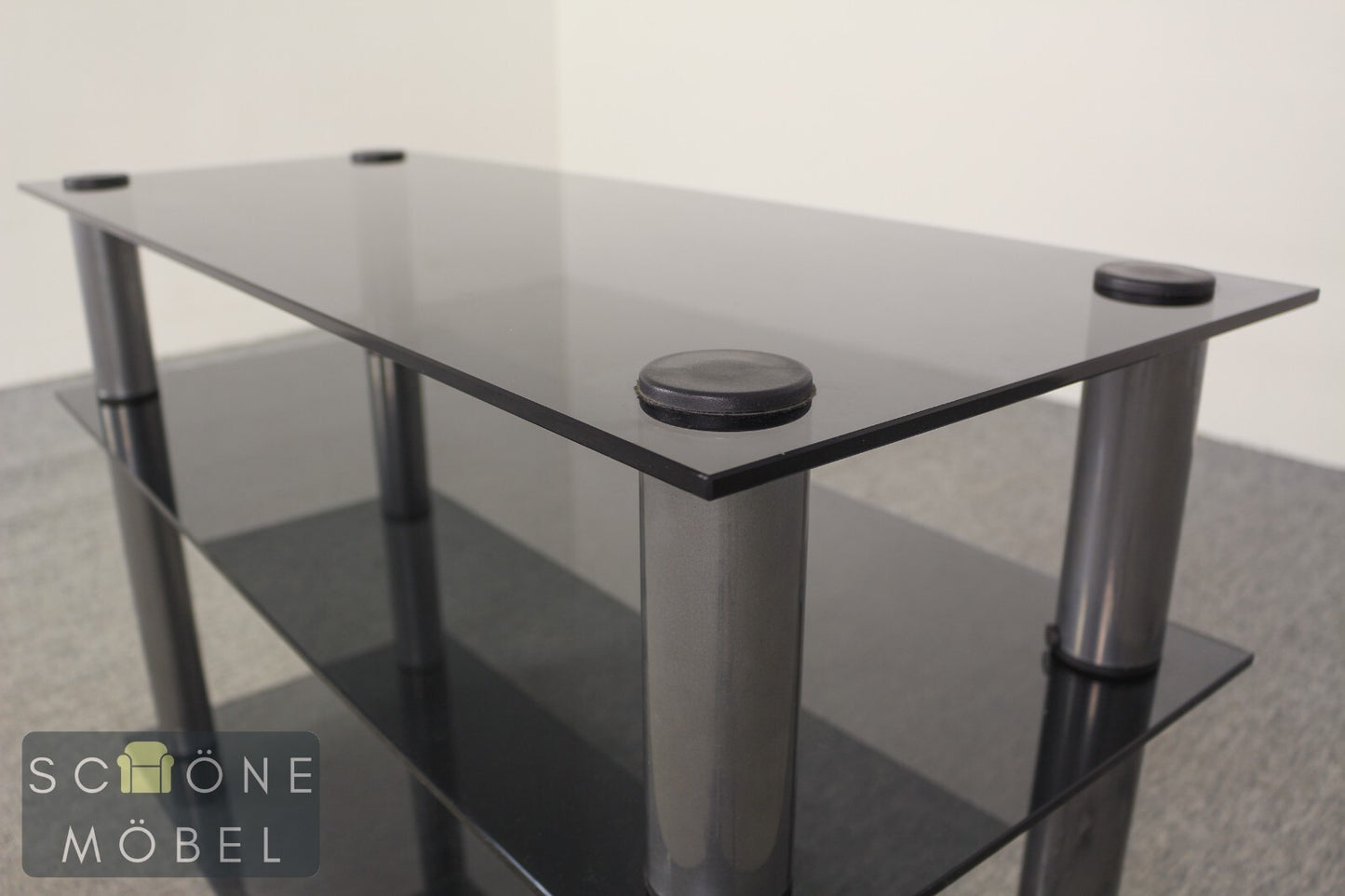 Modern TV HiFi Tisch Beistelltisch Phonotisch  Vintage Stil Tischchen Glas