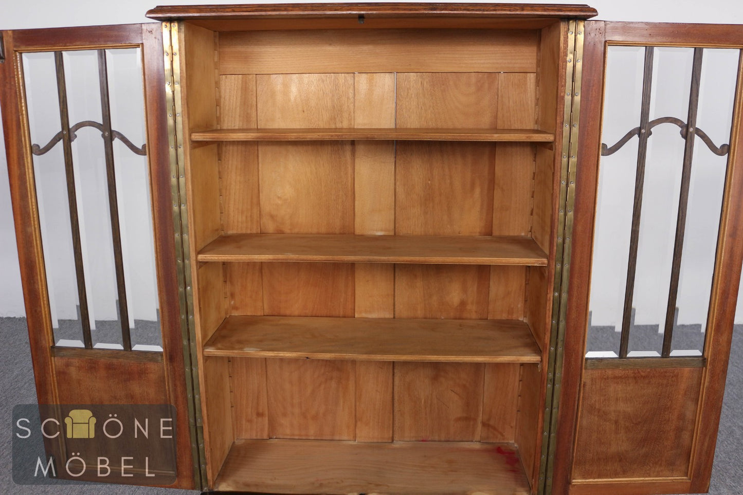 Antike Jugendstil Vitrine Bücherschrank Glasvitrine Eiche massiv Schrank