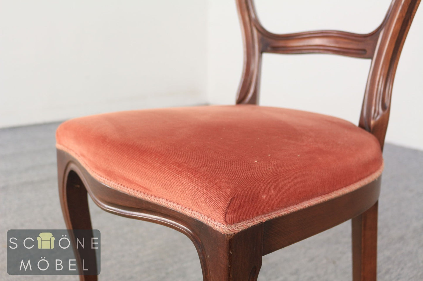 Eleganter Polsterstuhl Mahagoni Stoffbezug – klassischer Vintage Esszimmerstuhl
