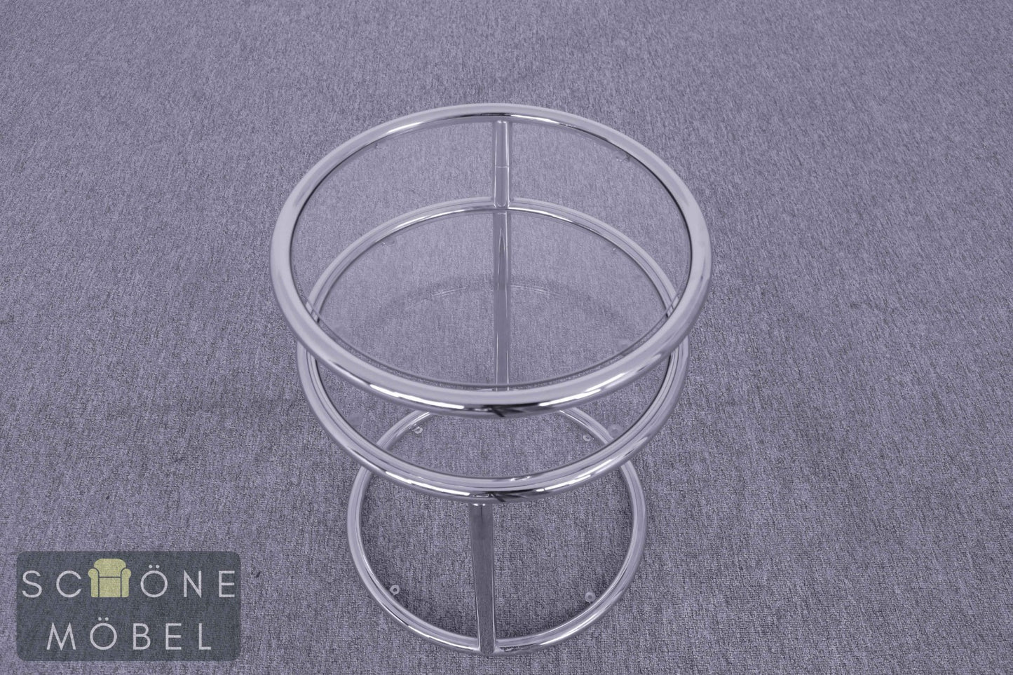 Design Beistelltisch Glas Metall Tisch modern minimalist Table Chrom  Bauhaus