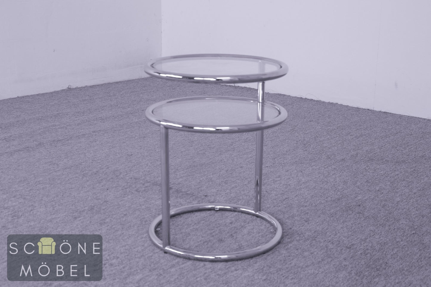 Design Beistelltisch Glas Metall Tisch modern minimalist Table Chrom  Bauhaus