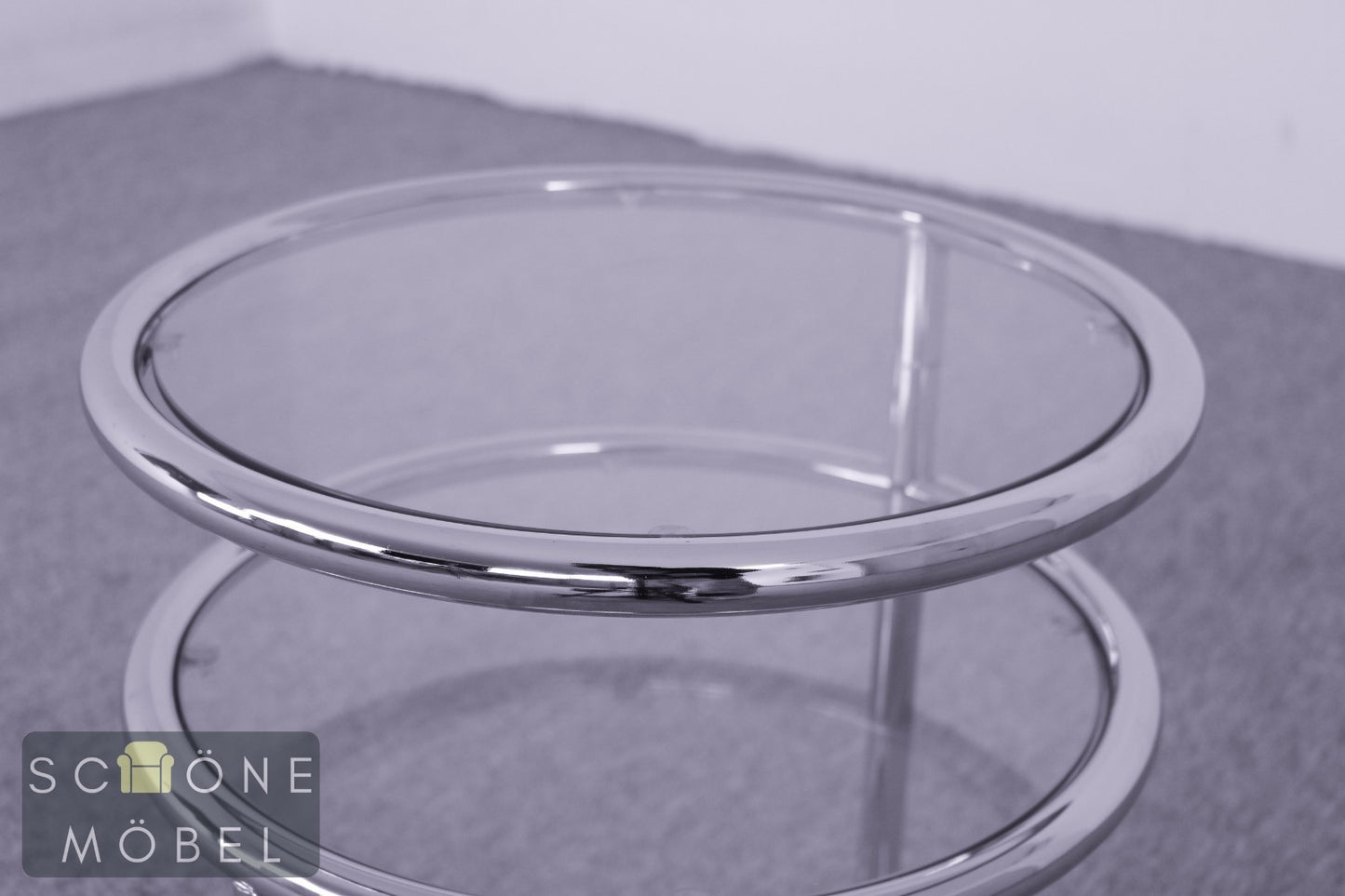 Design Beistelltisch Glas Metall Tisch modern minimalist Table Chrom  Bauhaus