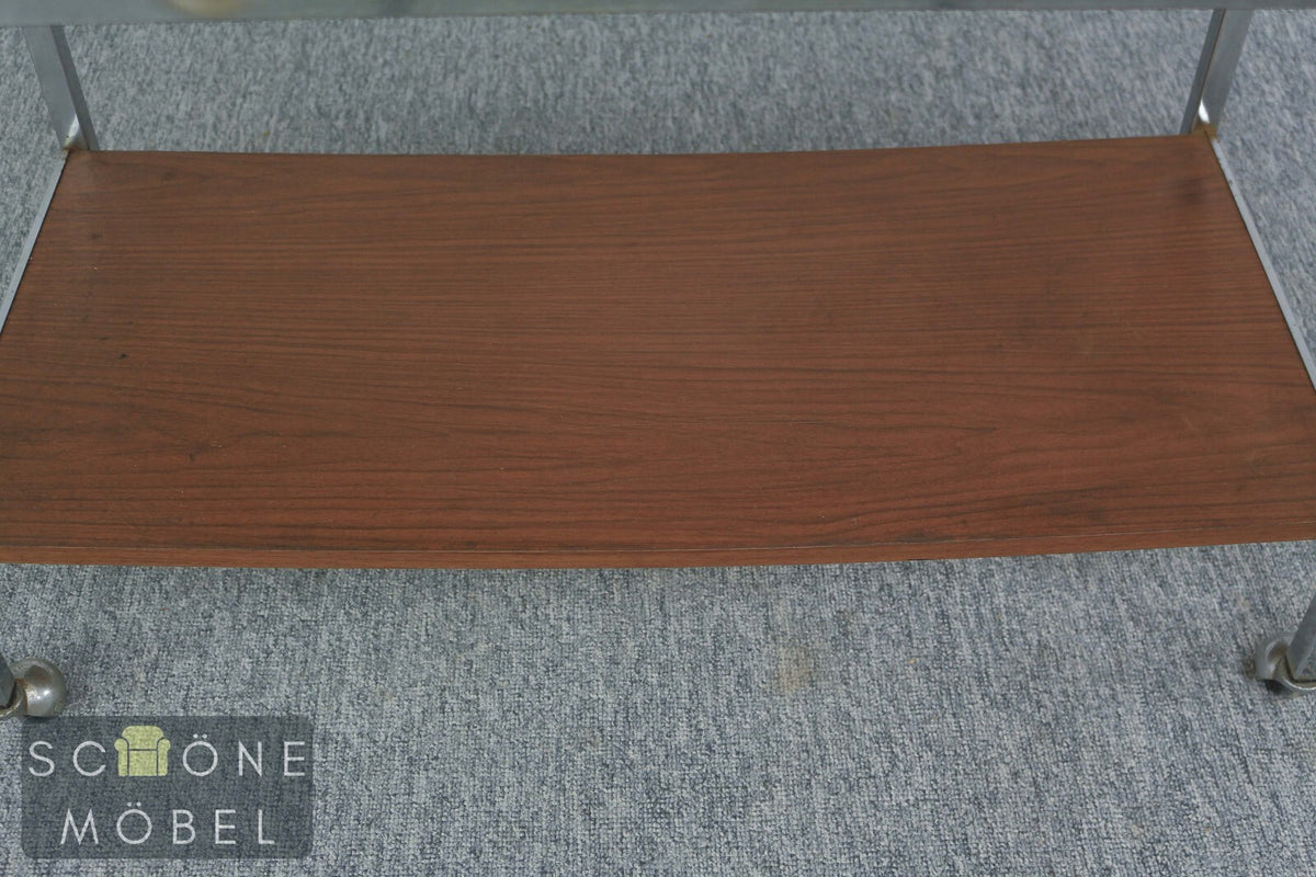 Vintage Beistelltisch Retro Regal Mid-Century Tisch Rollen