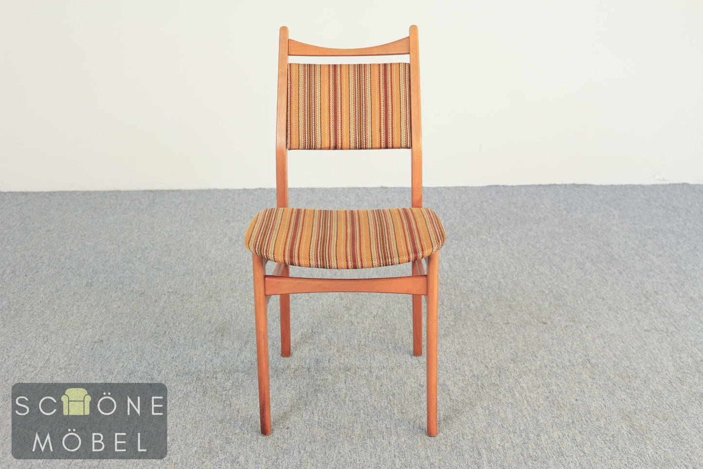 3x Vintage Stuhl Holz Polster Streifen Danish Design Mid Century Esszimmer Chair
