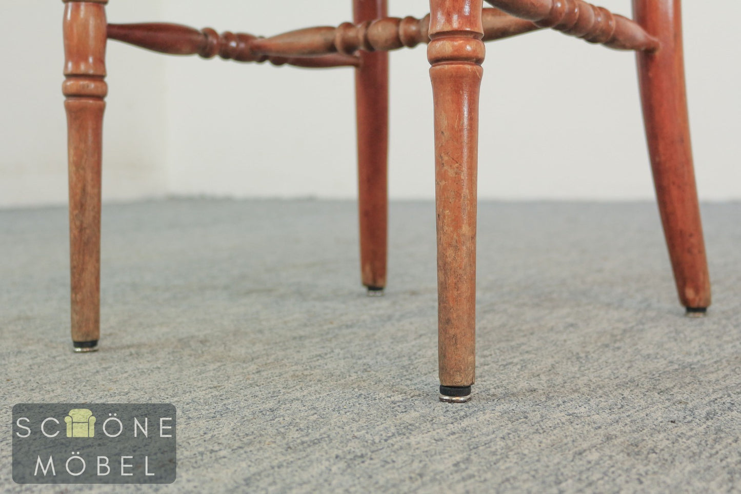 Antik Kolonialstil Stuhl Vintage Holzstuhl gepolstert Spindellehne massiv