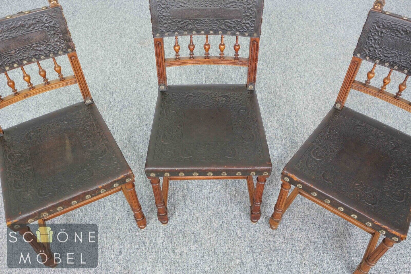 Gründerzeit Stühle Antik Stil Leder Stuhl Chair Essstuhl Vintage Esszimmerstuhl