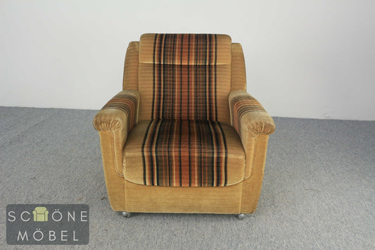 Vintage Clubsessel Stoff Sessel auf Rollen, 70er Jahre DDR Mid-Century  Stil