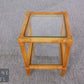Rattan Beistelltisch Couchtisch Glas Vintage Bambus Boho Mid Century