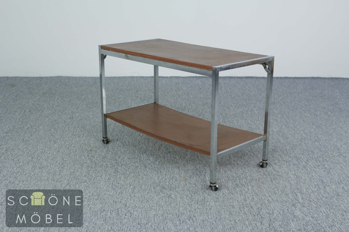 Vintage Beistelltisch Retro Regal Mid-Century Tisch Rollen