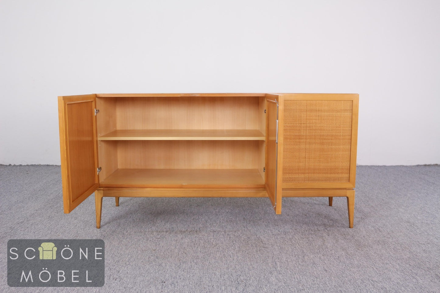 Vintage Sideboard mit Wiener Geflecht Rattan Kommode Danish Design Retro