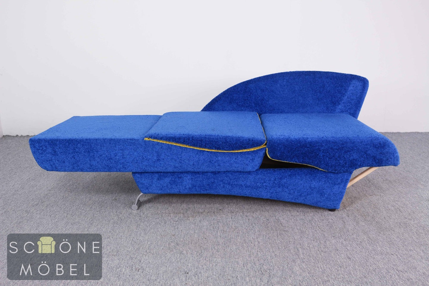 Designer Relaxliege Schlafsessel Blau Gelb Daybed Vintage Postmodern 80er