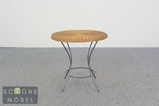 Rattern Beistelltisch Vintage Garten Tisch Retro Landhausstil Terrassenmöbel