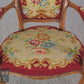 Gobelinsessel Armlehnstuhl Holzrahmen floral Rot – Vintage Lounge Sessel