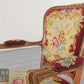 Gobelinsessel Armlehnstuhl Holzrahmen floral Rot – Vintage Lounge Sessel