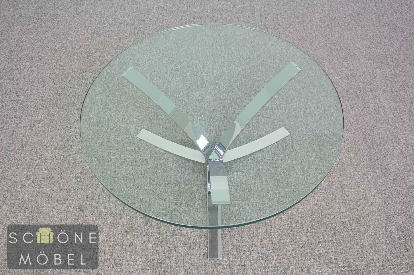 Runder Glascouchtisch mit Chrom im Roger Sprunger Stil Moderner Coffee Table