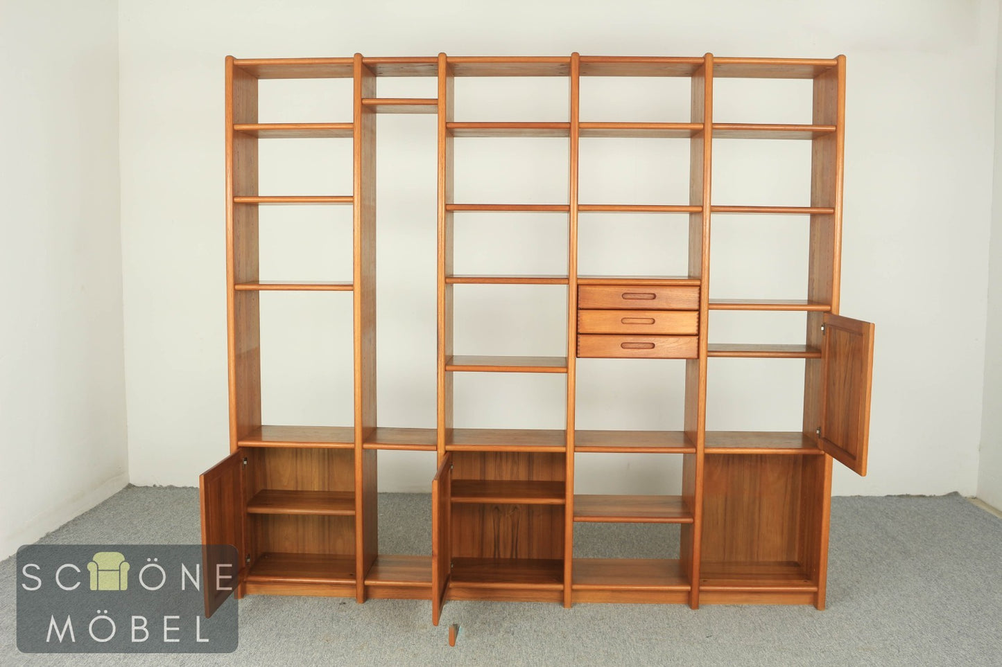 Retro Teak Regalsystem Danishes Design Regal Vintage Bücherschrank Bücherregal