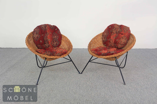 Mid Century Korbsessel Retro Original 50er Jahre DDR Sessel Vintage Stil