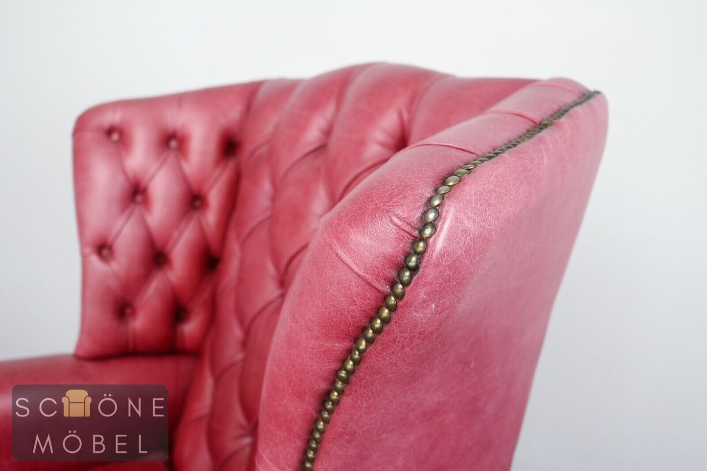 Chesterfield Ohrensessel Ledersessel Echtleder Sessel 1er Leder Armchair English