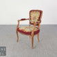 Gobelinsessel Armlehnstuhl Holzrahmen floral Rot – Vintage Lounge Sessel