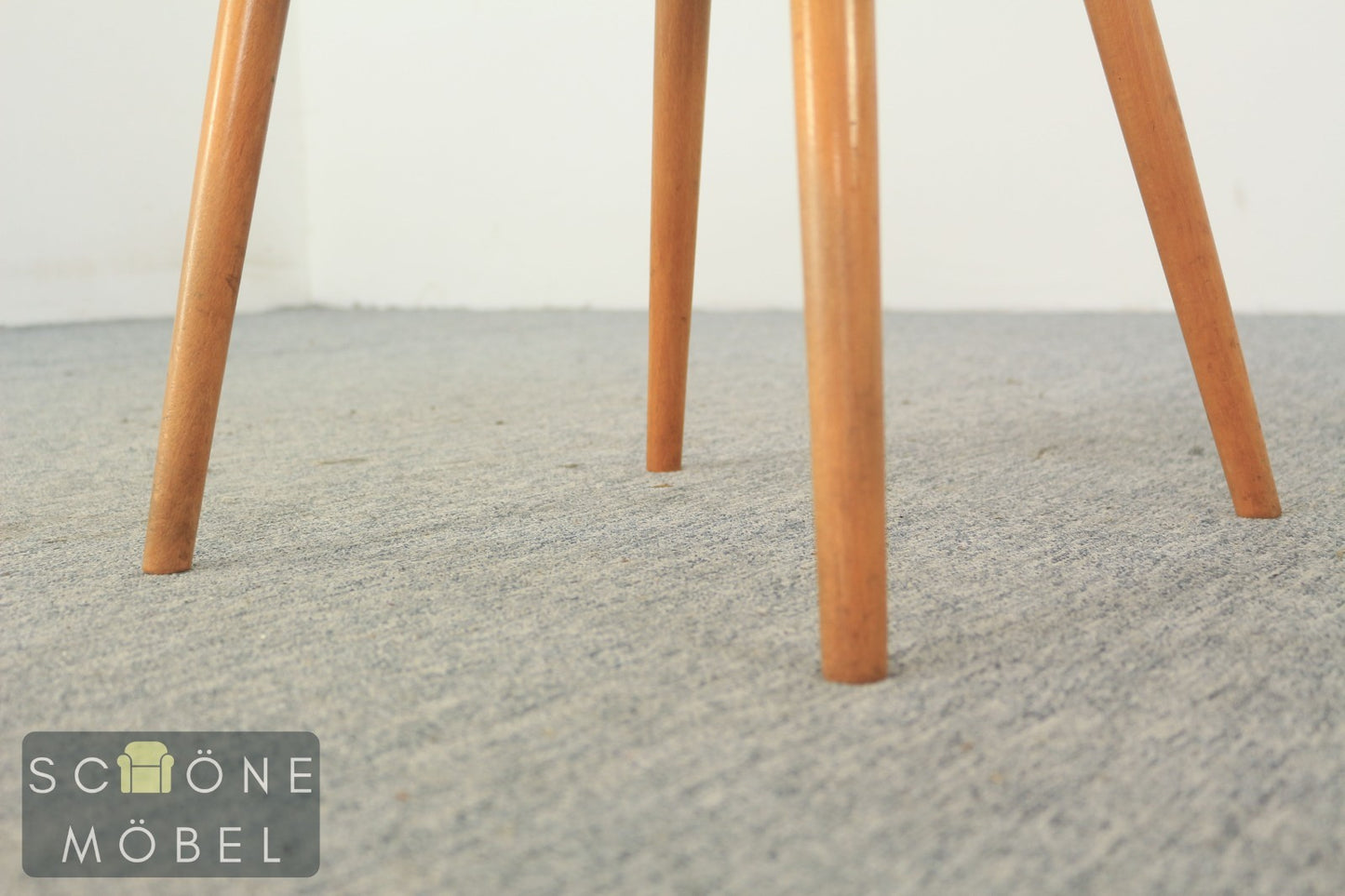 String Designe Mid-Century Esszimmerstuhl – Holzgestell, Stoffpolster, 50er/60er