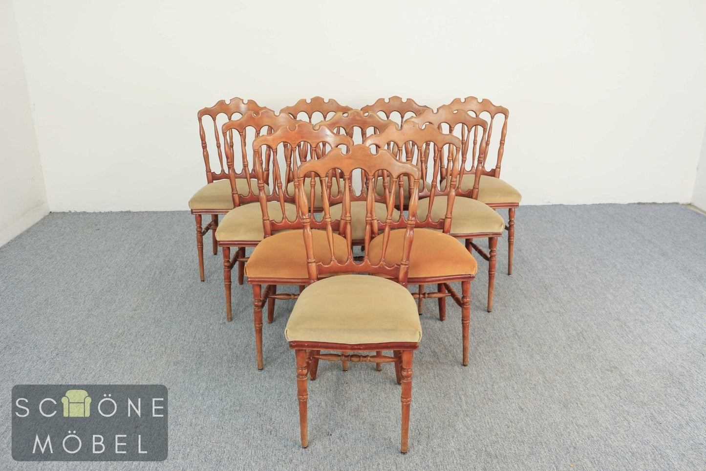 Antik Kolonialstil Stuhl Vintage Holzstuhl gepolstert Spindellehne massiv