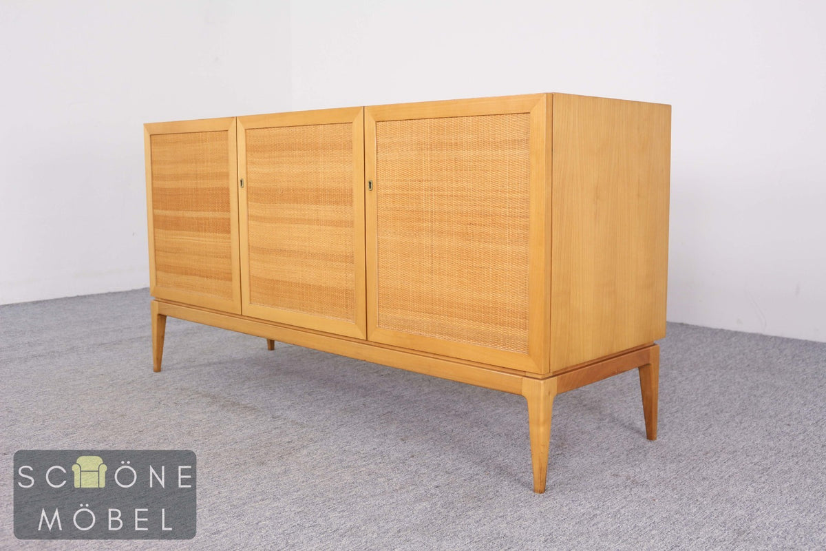 Vintage Sideboard mit Wiener Geflecht Rattan Kommode Danish Design Retro