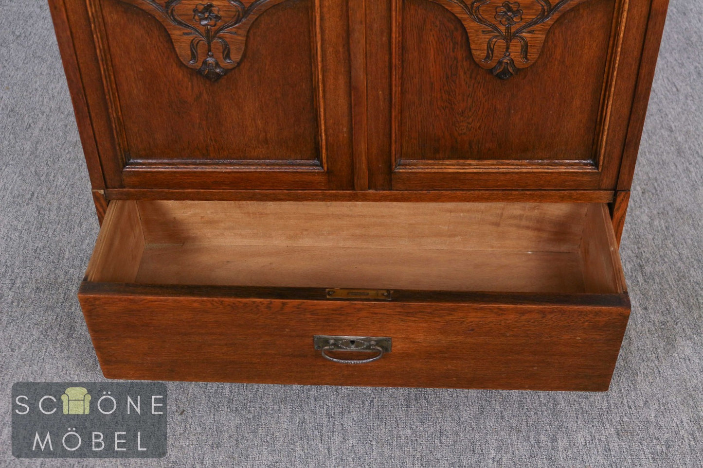Antike Jugendstil Vitrine Bücherschrank Glasvitrine Eiche massiv Schrank