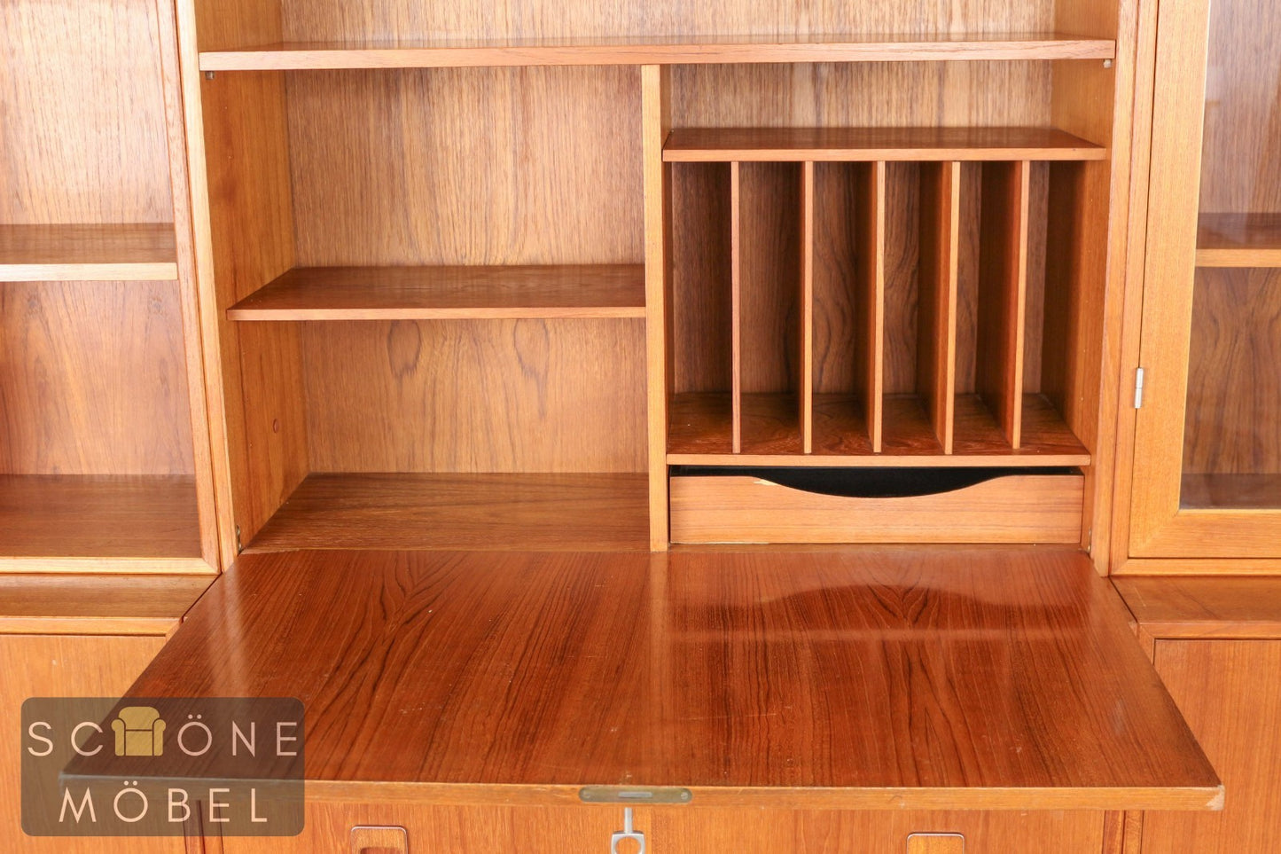 Schrankwand Vitrine Sekretär Danish Design Mid Century Wandschrank Schrank