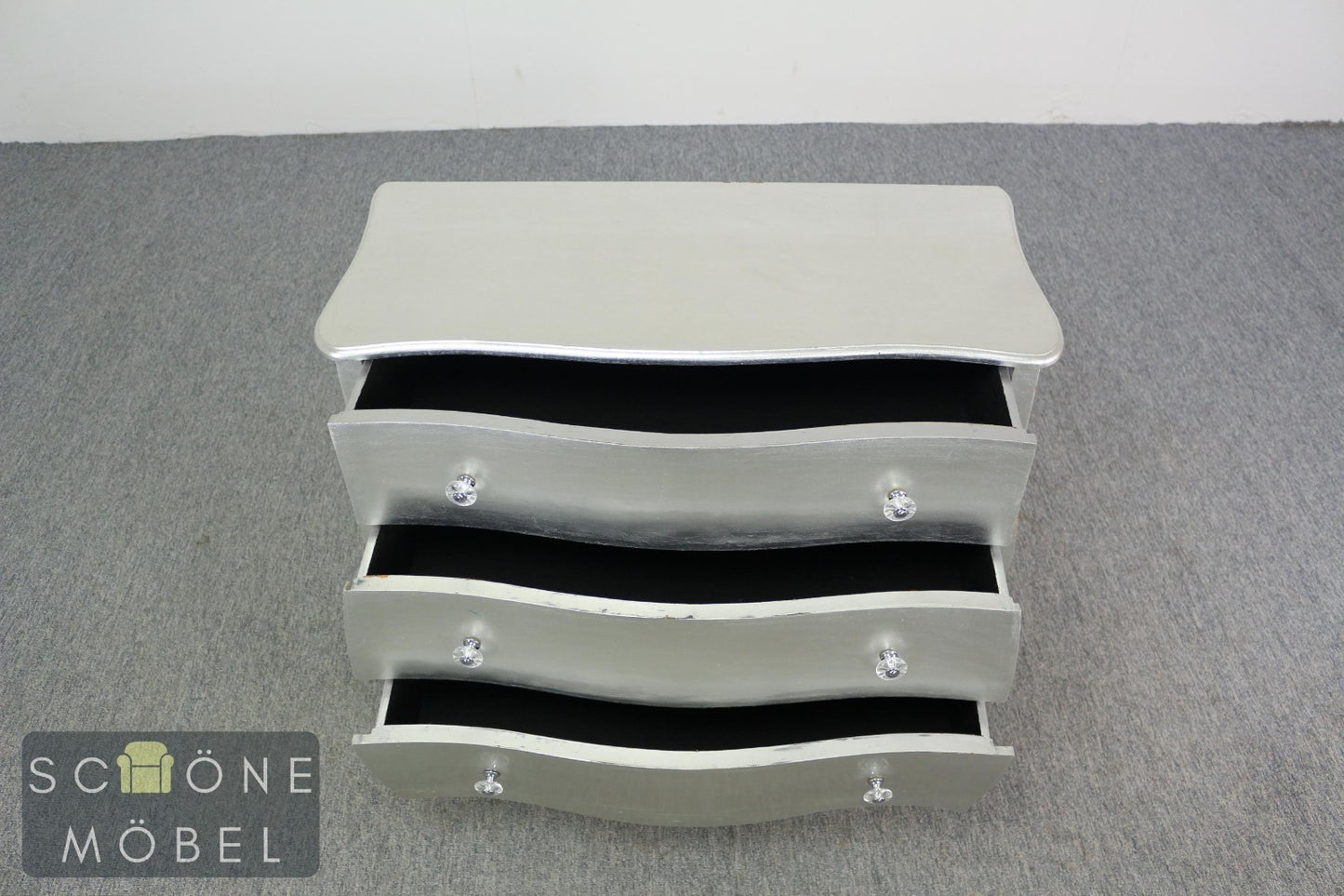 Elegante Silber Barock Kommode Hollywood Regency Vintage Beistellmöbel