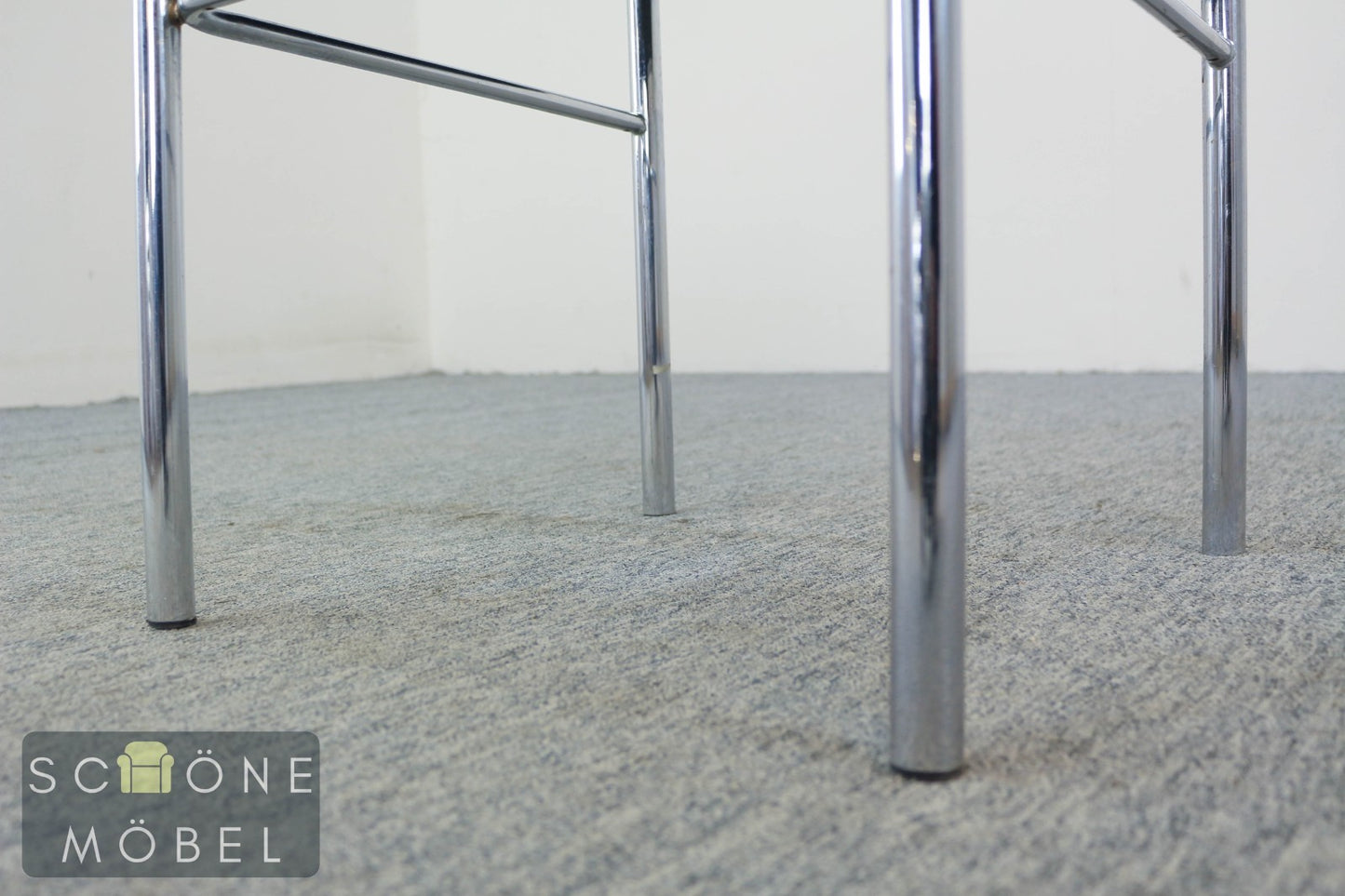 2er Set Design Stuhl Chrom Blau Polsterstuhl Set modern Stapelstuhl Vintage