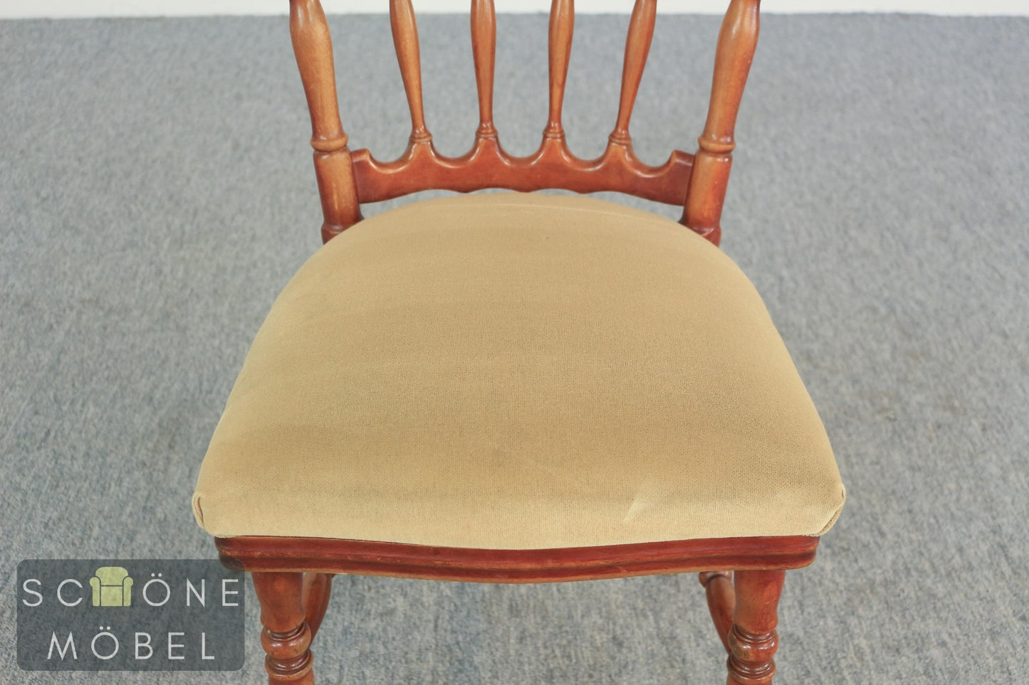 Antik Kolonialstil Stuhl Vintage Holzstuhl gepolstert Spindellehne massiv