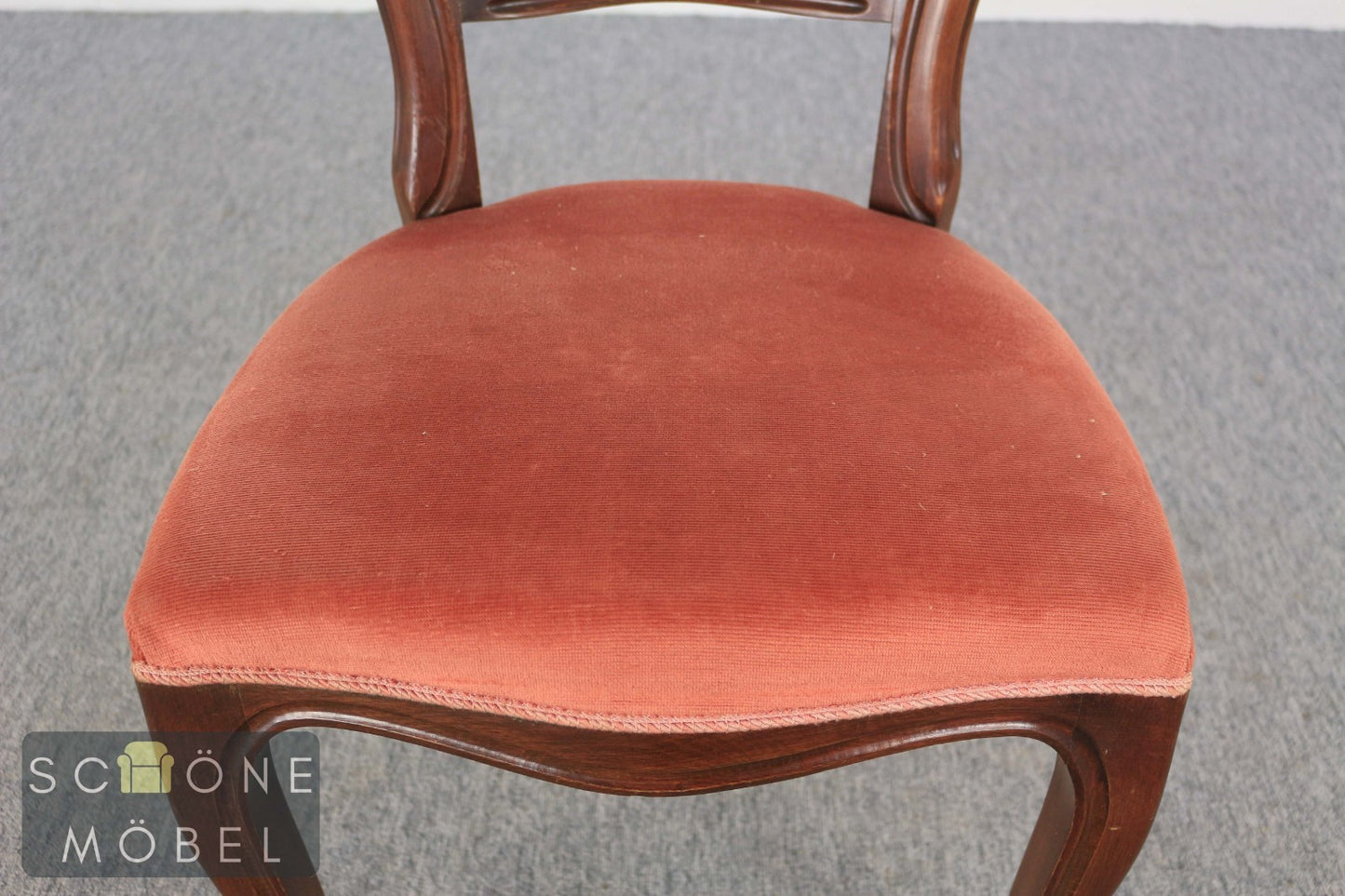Eleganter Polsterstuhl Mahagoni Stoffbezug – klassischer Vintage Esszimmerstuhl