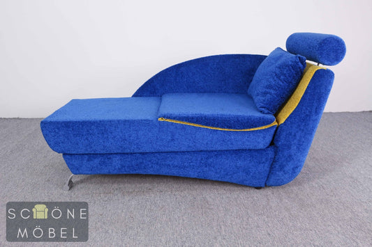 Designer Relaxliege Schlafsessel Blau Gelb Daybed Vintage Postmodern 80er