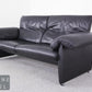 Designer Ledersofa Schwarz Zweisitzer Lounge Sofa im De-Sede Stil